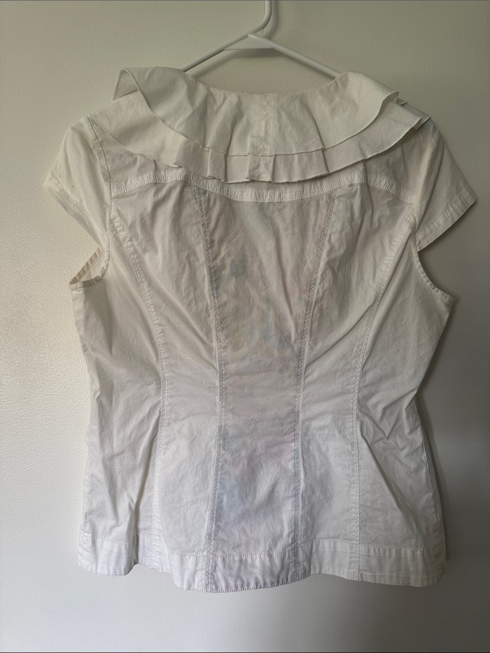 White Ruffled Button-Front Blouse - Picture 2 of 2